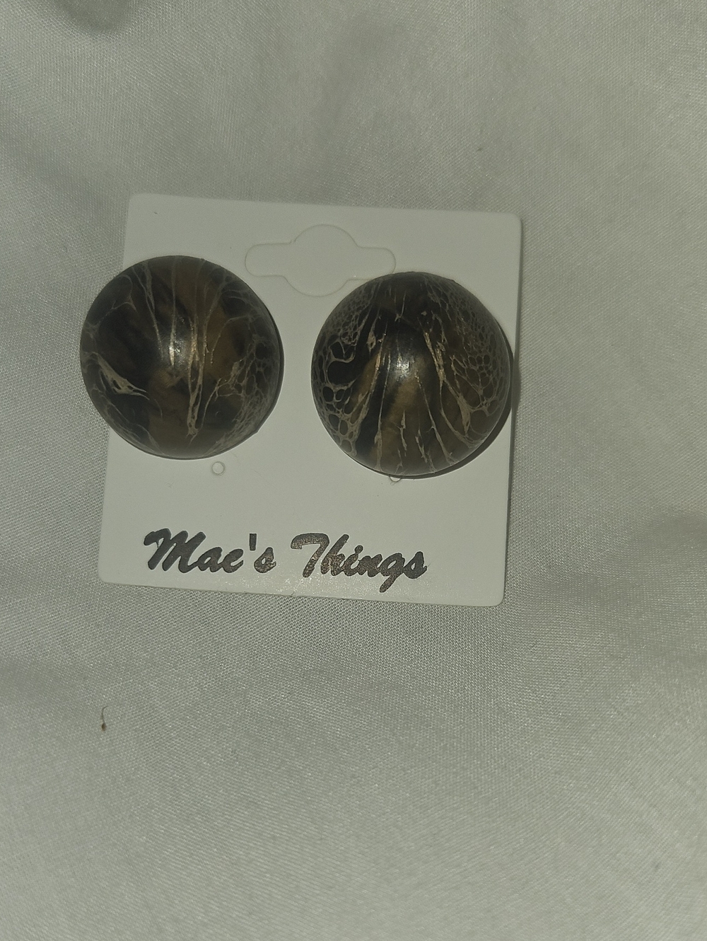 Mae's Things Brown Wooden Bauble Stud Earrings